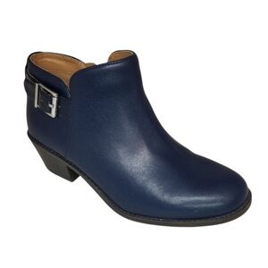 Vionic Millie Leather Navy Blue Buckle Orthotic Ankle  Boots size 6.5